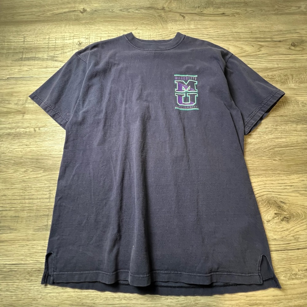 Gear For Sports Marquette University Mens XL Navy Blue Vintage‎ 90s T-Shirt USA